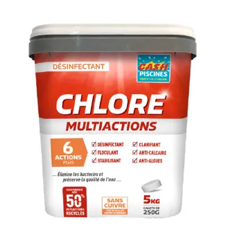 CHLORE MULTIACTIONS 5KG SANS CUIVRE - 6 ACTIONS PLUS SEAU RECYCLE